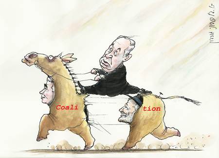 Bibi et sa coalition - © Arutz Sheva